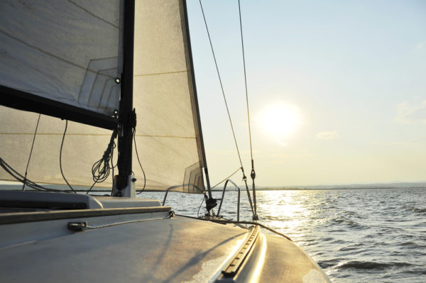 Marine Vinyl Fabric Sailboat Sailing into the Sunset | All Vinyl Fabrics